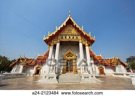 Thailand, Bangkok City, The marble Temple (Wat Benchamabiphit). View Large Photo Image Picture - Thailand, Bangkok City, The marble Temple (Wat Benchamabiphit).. Fotosearch
