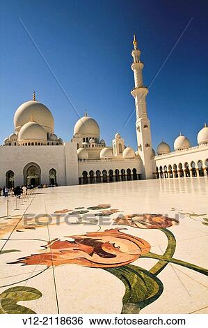 The Courtyard of Sheikh Zayed Mosque, Abu Dhabi,. United Arab Emirate View Large Photo Image Stock Photograph - The Courtyard of Sheikh Zayed Mosque, Abu Dhabi,. United Arab Emirate. Fotosearch