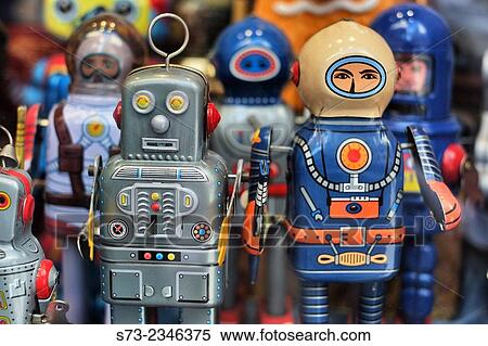 Stock Photography - Toy metal robots. Fotosearch