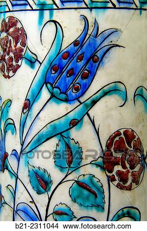 Turkey, Istanbul, Istanbul Archeological Museums: Polychome mug detail. Iznik, glazed, late 16th c. View Large Photo Image Picture - Turkey, Istanbul, Istanbul Archeological Museums: Polychome mug detail. Iznik, glazed, late 16th c.. Fotosearch