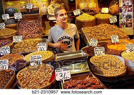 Turkey. Istanbul. Spice Bazaar, Istanbul: dry fruits stand. View Large Photo Image Stock Photo - Turkey. Istanbul. Spice Bazaar, Istanbul: dry fruits stand.. Fotosearch