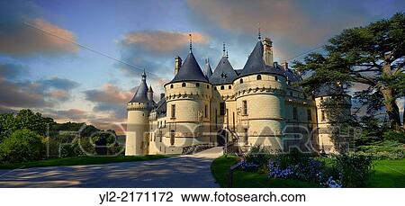 Stock Image - "15th century castle Château de Chaumont, rebuilt by Charles I d´Amboise, acquired by Catherine de Medici in 1560. Chaumont-sur-Loire, Loir-et-Cher, France. ". Fotosearch