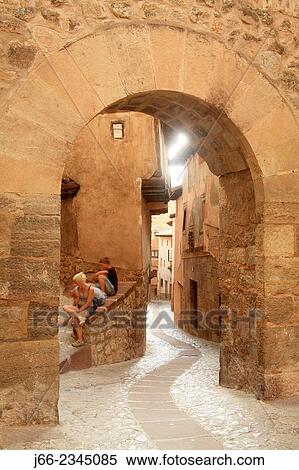 Arch of Portal de Molina in Albarracín. Teruel province. Spain View Large Photo Image Stock Photography - Arch of Portal de Molina in Albarracín. Teruel province. Spain. Fotosearch