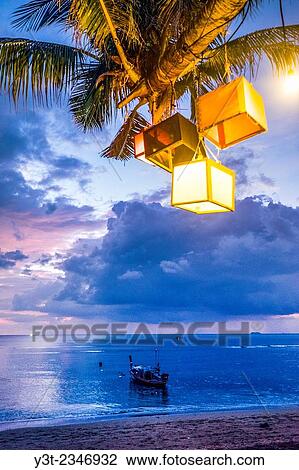 Stock Image - Asia. Thailand. Andaman Sea. Kho Lanta island. Klong Khong Beach. Sunset.. Fotosearch