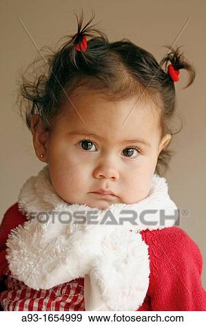 Baby girl 1 year old View Large Photo Image Stock Photo - Baby girl 1 year old. Fotosearch