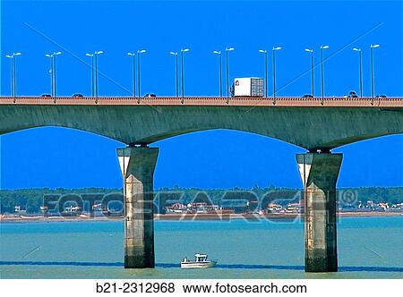 Stock Photo - "Bridge from La Pallice to the Isle of Rhe, Charente-Maritime, Poitou-Charentes, France". Fotosearch