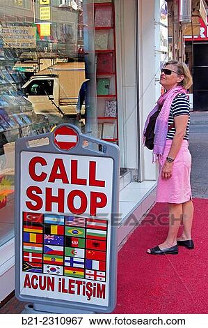 Stock Photo - "Call shop, Istanbul, Turkey". Fotosearch