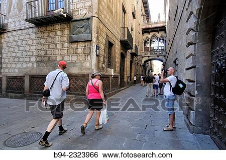 "Carrer del Bisbe street, Gothic quarter, Barcelona, Catalonia, Spain" View Large Photo Image Stock Photograph - "Carrer del Bisbe street, Gothic quarter, Barcelona, Catalonia, Spain". Fotosearch