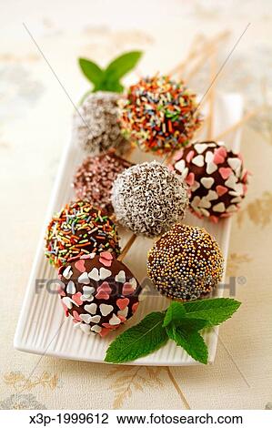 Chocolate cake pops. View Large Photo Image Stock Image - Chocolate cake pops.. Fotosearch