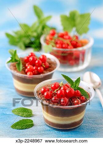 Chocolate mousse with apple and red currants. View Large Photo Image Stock Photo - Chocolate mousse with apple and red currants.. Fotosearch