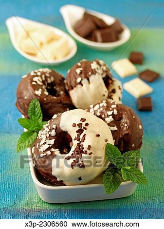 Double chocolate cronuts. View Large Photo Image Stock Image - Double chocolate cronuts.. Fotosearch