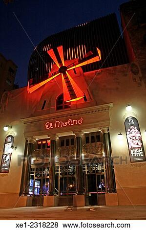 Stock Photo - "El Molino music hall theater, Parallel Avenue, Barcelona, Catalonia, Spain". Fotosearch