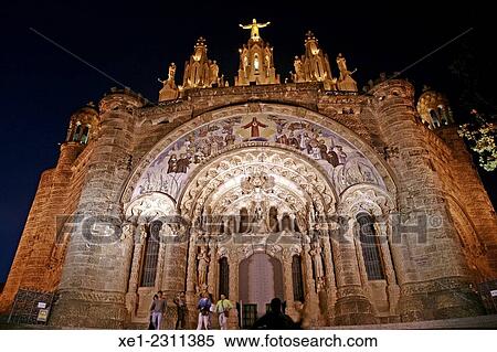 "Expiatory Temple of Sagrado Corazon at night, Tibidabo, Barcelona, Catalonia, Spain" View Large Photo Image Stock Photography - "Expiatory Temple of Sagrado Corazon at night, Tibidabo, Barcelona, Catalonia, Spain". Fotosearch