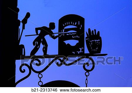 Stock Photograph - "France, Aquitaine, Landes, bakery sign at Saint-Lon-les-Mines". Fotosearch