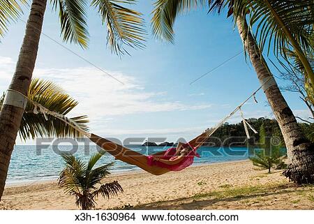 Picture - "hammock on the beach, Ambohiday lagoon, Nosy Be island, Republic of Madagascar, Indian Ocean". Fotosearch
