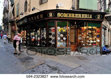 Stock Photo - "Hat shop Obach. Call street, 2. Gothic area. Barcelona. Catalonia. Spain. ". Fotosearch