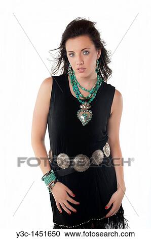 Indian girl wearing turquoise jewelry View Large Photo Image Stock Image - Indian girl wearing turquoise jewelry. Fotosearch