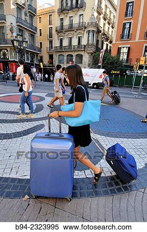 Stock Photography - "La Rambla, Pla de la Boqueria aka Pla de l´Ós with mosaic by Joan Miró, Barcelona, Catalonia, Spain. ". Fotosearch