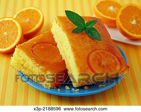 Stock Photograph - Orange sponge cake.. Fotosearch