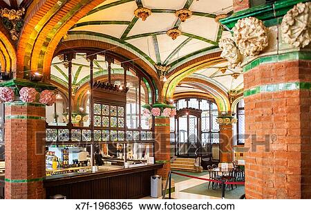 "Palau de la Musica Catalana, cafe located in the foyer on the ground floor, by Lluis Domenech i Montaner, Barcelona, Spain. " View Large Photo Image Stock Photography - "Palau de la Musica Catalana, cafe located in the foyer on the ground floor, by Lluis Domenech i Montaner, Barcelona, Spain. ". Fotosearch