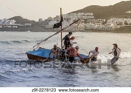 Stock Image - "Pirate landing in San Jose, Cabo de Gata, Almería". Fotosearch