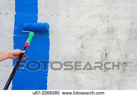 Platen Paint Roller Blue. View Large Photo Image Stock Image - Platen Paint Roller Blue.. Fotosearch