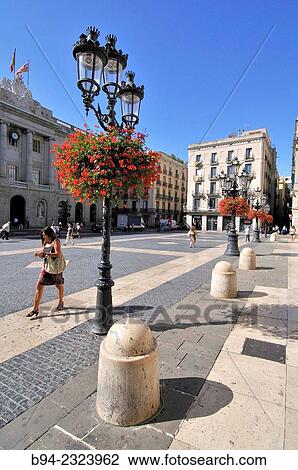 Stock Image - "Plaça de Sant Jaume square, Barcelona, Catalonia, Spain". Fotosearch