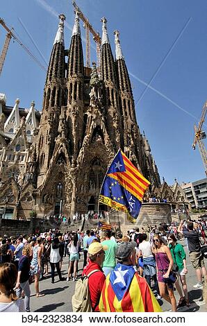 "Political demonstration for the independence of Catalonia, 2014, Sagrada Familia Temple area. Barcelona, Catalonia, Spain. " View Large Photo Image Picture - "Political demonstration for the independence of Catalonia, 2014, Sagrada Familia Temple area. Barcelona, Catalonia, Spain. ". Fotosearch