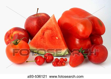 Stock Image - Red fruit and vegetables.. Fotosearch