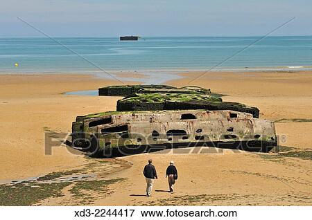 "remains of Mulberry Artificial Harbour from D-Day invasion, Gold Beach, Arromanches-les-Bains, Calvados Department, Normandy, France. " View Large Photo Image Stock Photo - "remains of Mulberry Artificial Harbour from D-Day invasion, Gold Beach, Arromanches-les-Bains, Calvados Department, Normandy, France. ". Fotosearch