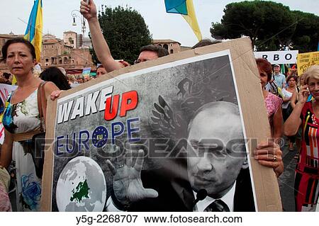 Stock Photo - "Rome, Italy 21st September 2014 - Demonstration for peace in Ukraine by the Italian based Ukranian community in Rome Italy. ". Fotosearch