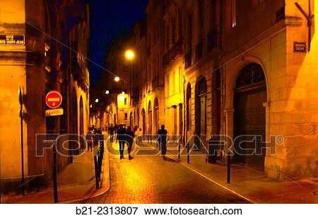 "Rue de la Rouselle at night in the old Bordeaux, Gironde, Aquitaine, France" View Large Photo Image Stock Photo - "Rue de la Rouselle at night in the old Bordeaux, Gironde, Aquitaine, France". Fotosearch