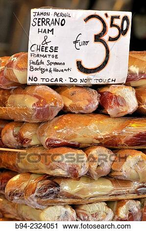 "Sandwiches for sale at La Boqueria market, Barcelona. Catalonia, Spain. " View Large Photo Image Stock Image - "Sandwiches for sale at La Boqueria market, Barcelona. Catalonia, Spain. ". Fotosearch
