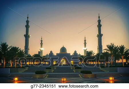Stock Image - "Sheikh Zayed Great Mosque, Abu Dhabi, United Arab Emirates". Fotosearch