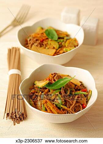 Soba noodles with vegetables. View Large Photo Image Stock Photo - Soba noodles with vegetables.. Fotosearch