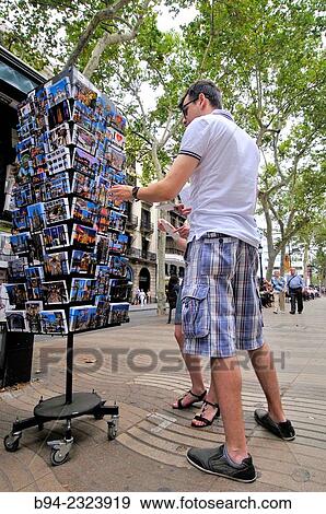 Stock Photo - "Souvenirs. La Rambla, Ciutat vella district. Barcelona, Catalonia, Spain". Fotosearch