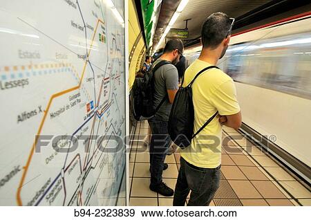 Stock Photo - Subway station. Barcelona. Catalonia. Spain.. Fotosearch