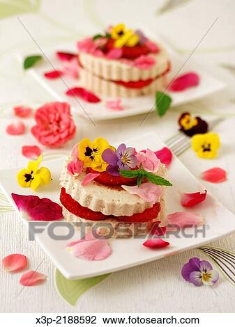 Tofu with strawberries and flowers. View Large Photo Image Stock Image - Tofu with strawberries and flowers.. Fotosearch