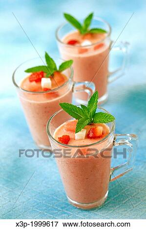 "Watermelon, strawberries and coconut cream. " View Large Photo Image Stock Photo - "Watermelon, strawberries and coconut cream. ". Fotosearch