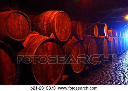 Stock Image - "Wine cellar at Bodegas Monje, El Sauzal. Tenerife, Canary Islands, Spain". Fotosearch