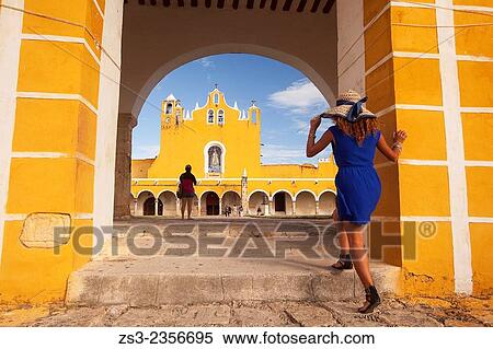 "Woman entering the Monastery, Convent Of San Antonio De Padua, Izamal, Yucatan, Yucatan Province, Mexico, Central America. " View Large Photo Image Stock Photography - "Woman entering the Monastery, Convent Of San Antonio De Padua, Izamal, Yucatan, Yucatan Province, Mexico, Central America. ". Fotosearch