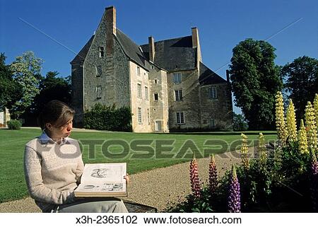 "young woman reading in the garden of Chateau de Sache, where the French writer Honore de Balzac wrote between 1825 and 1848 some of his finest works in the series La Comedie Humaine, Indre-et-Loire department, Centre region, France, Europe. " View Large Photo Image Stock Image - "young woman reading in the garden of Chateau de Sache, where the French writer Honore de Balzac wrote between 1825 and 1848 some of his finest works in the series La Comedie Humaine, Indre-et-Loire department, Centre region, France, Europe. ". Fotosearch