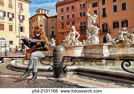"young woman studying touristic map of Rome, Piazza Navona, historical centre listed as World Heritage by UNESCO, Rome, Lazio, Italy, Europe" View Large Photo Image Stock Photograph - "young woman studying touristic map of Rome, Piazza Navona, historical centre listed as World Heritage by UNESCO, Rome, Lazio, Italy, Europe". Fotosearch
