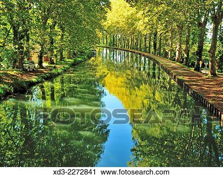 Stock Image - "Canal du Garonne near Marmande, Lot-et-Garonne Department, Aquitaine, France. ". Fotosearch