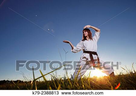 Female martial arts expert practicing. View Large Photo Image Stock Image - Female martial arts expert practicing.. Fotosearch