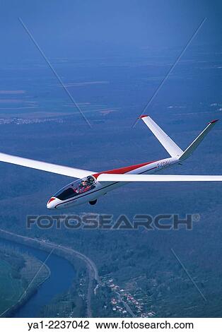 Stock Image - "Old glider French plane Siren C-30s Edelweiss flying, France". Fotosearch