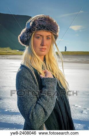 "Portrait of Icelandic Woman wearing a hat, Iceland. " View Large Photo Image Stock Photograph - "Portrait of Icelandic Woman wearing a hat, Iceland. ". Fotosearch
