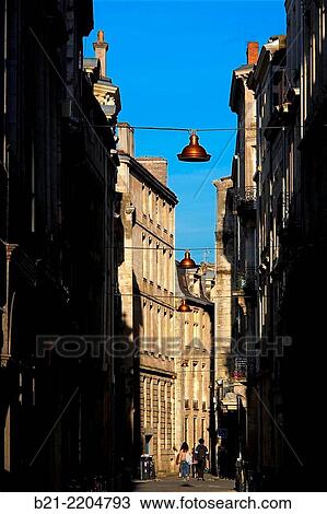 "Rue Reniere in the old Bordeaux, Gironde, Aquitaine, France" View Large Photo Image Stock Image - "Rue Reniere in the old Bordeaux, Gironde, Aquitaine, France". Fotosearch