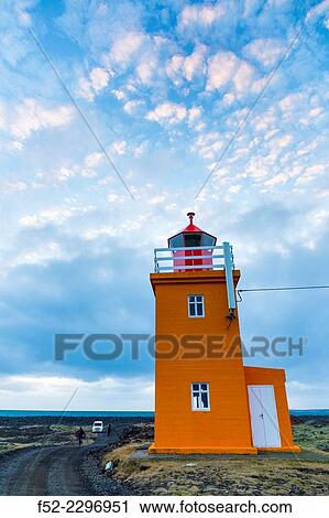 Stock Image - "Stafnes lighthouse, Reykjanes Peninsula, Southern Iceland, Iceland, Europe. ". Fotosearch