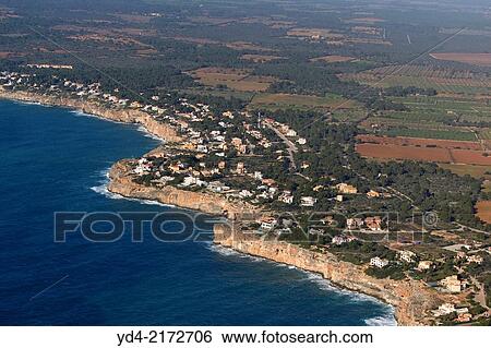 Aerial View of Mallorca South Shore, Mallorca, Balearic Island, Spain. View Large Photo Image Stock Photograph - Aerial View of Mallorca South Shore, Mallorca, Balearic Island, Spain.. Fotosearch